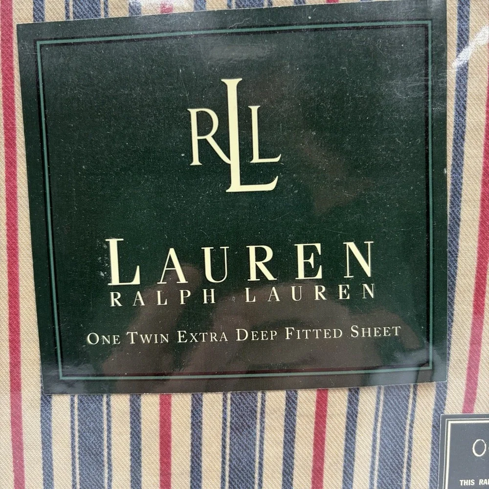 Ralph Lauren Chadwick Stripe Twin Fitted‎ Sheet New Rare Red Blue Stripe NOS
